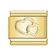 Double hearts on gold