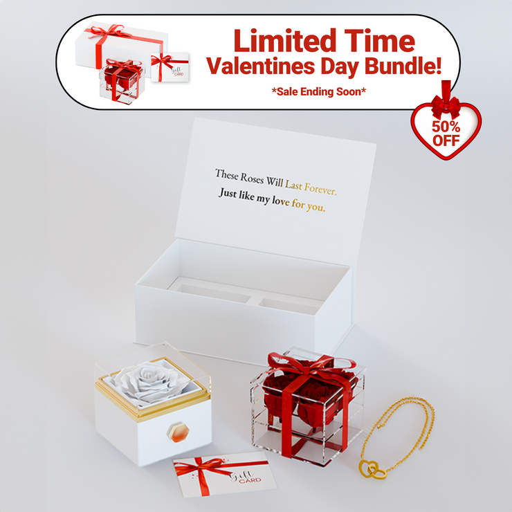 Valentines Day Eternal Rose Box Bundle