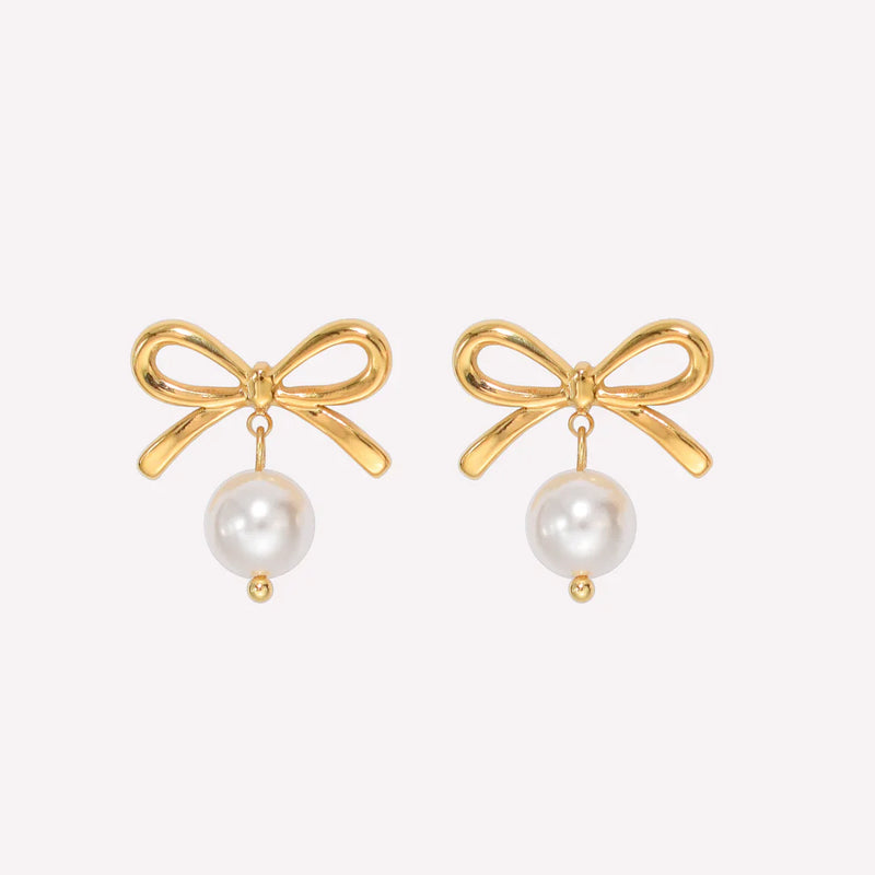 Étoile Bow Pearl Earrings