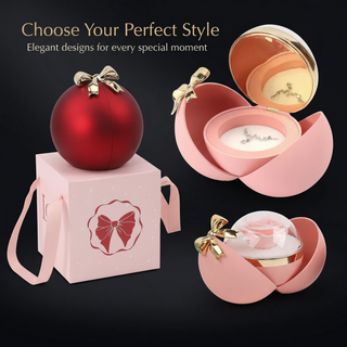 Eternal Rose Rotating Jewelry Box with Magnetic Ring Closure