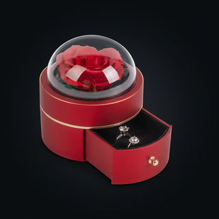 Eternal Rose Rotating Jewelry Box with Magnetic Ring Closure
