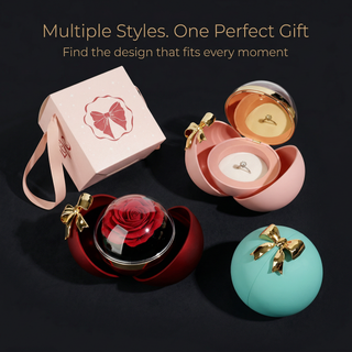 Eternal Rose Rotating Jewelry Box with Magnetic Ring Closure
