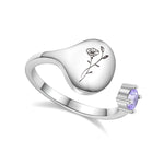 Birth Month Flower and Birthstone Ring
