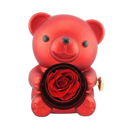 Eternal Rose Bear with Engraved Necklace