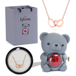 Eternal Rose Bear - W/ Engraved Necklace