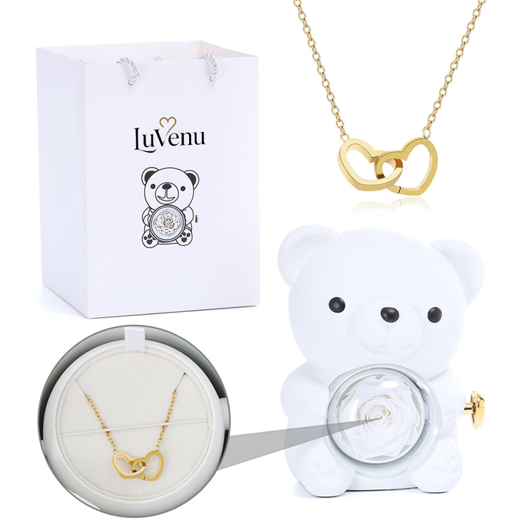 Eternal Rose Bear - W/ Engraved Necklace