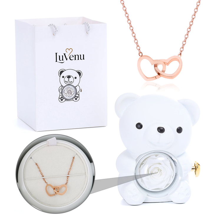 Eternal Rose Bear - W/ Engraved Necklace