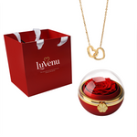 Eternal Rose Round Box - W/ Engraved Necklace & Real Rose