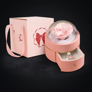 Eternal Rose Rotating Jewelry Box with Magnetic Ring Closure