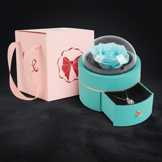 Eternal Rose Rotating Jewelry Box with Magnetic Ring Closure