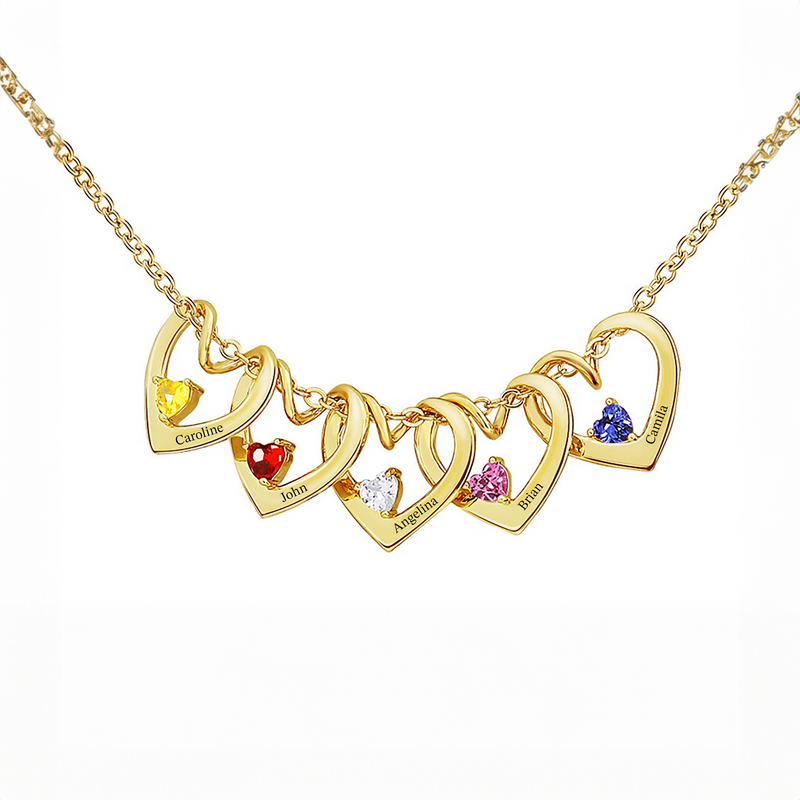 Custom Birthstone Hearts Necklace