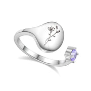 Birth Month Flower and Birthstone Ring