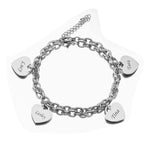 Personalized Heart Engraved Bracelet - With 1-5 Charms